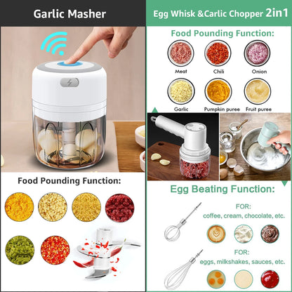USB Mini Food Chopper Portable Garlic Masher & Meat Grinder