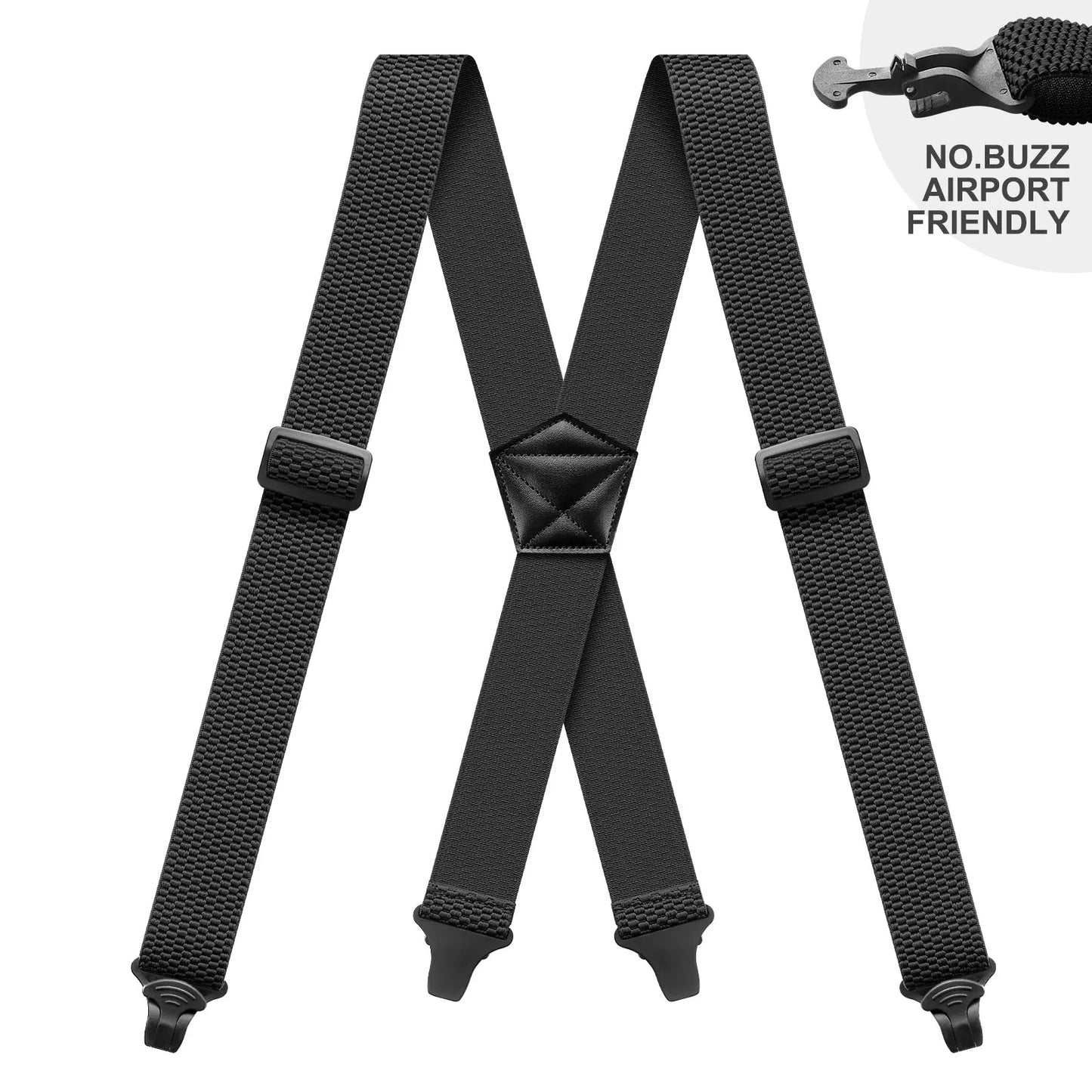 Heavy Duty Men’s Suspenders 3.8cm Wide X-Back Work Braces with 4 Strong Plastic Gripper Clasps – Adjustable Elastic Trouser Suspenders
