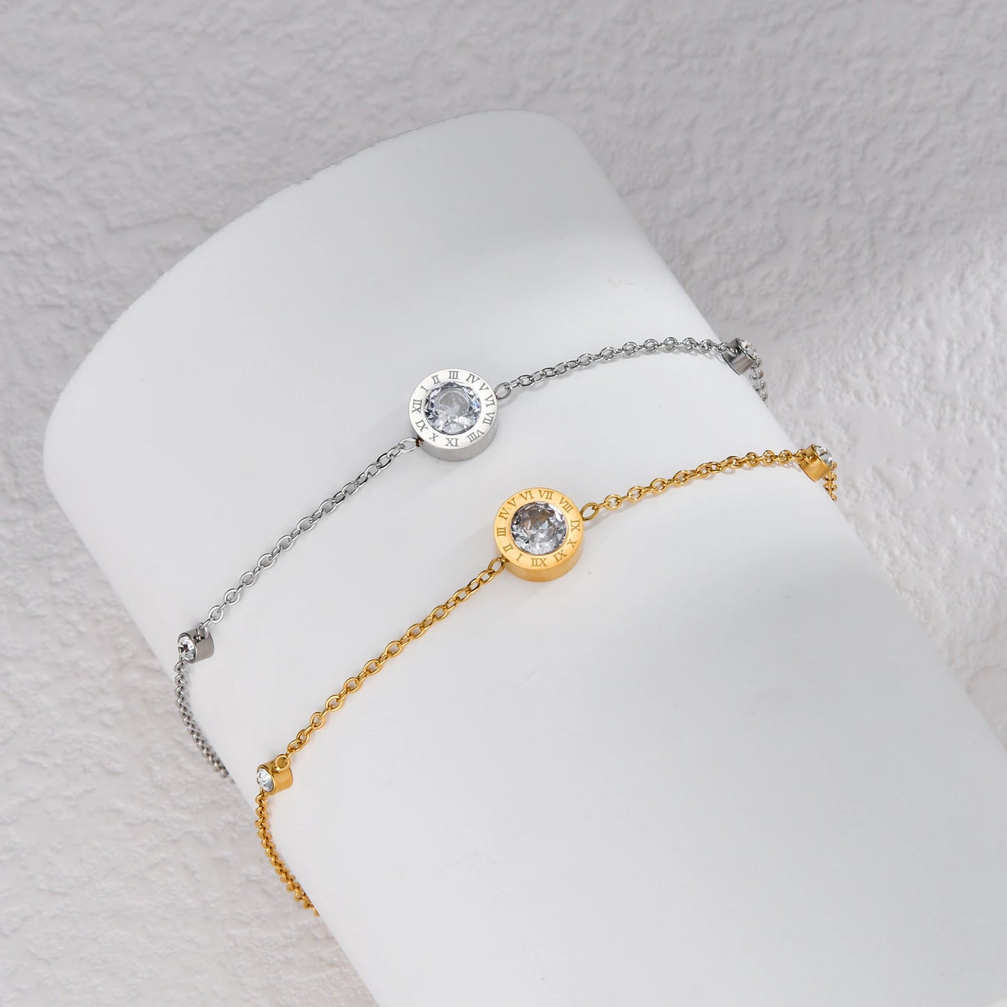 Heart-Shaped Zircon Stainless Steel Bracelet for Women