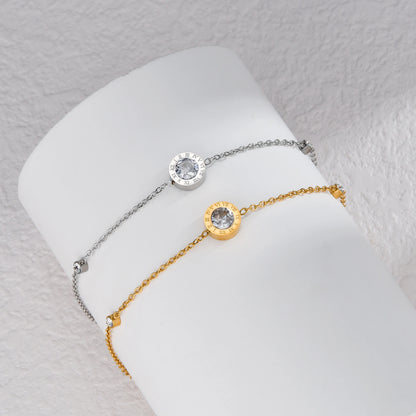 Heart-Shaped Zircon Stainless Steel Bracelet for Women