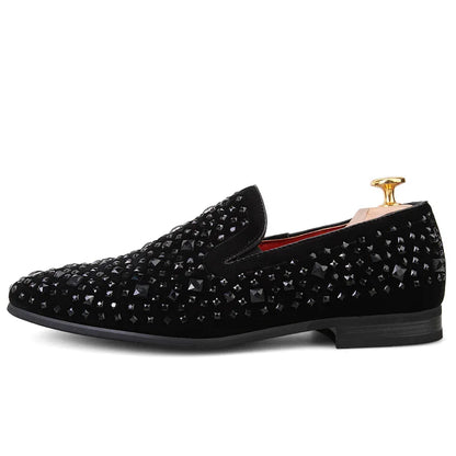 Denim Sequined Men's Loafers