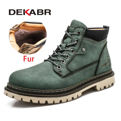 Men’s Warm Fur Lined Boots –  Wear-Resistant Comfort Retro Winter Shoes