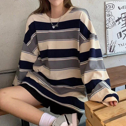 Harajuku Pullover Langarm Damen Tops Sweatshirt