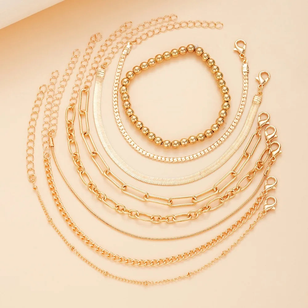 Ensemble de bracelets à chaîne cubaine punk pour femmes