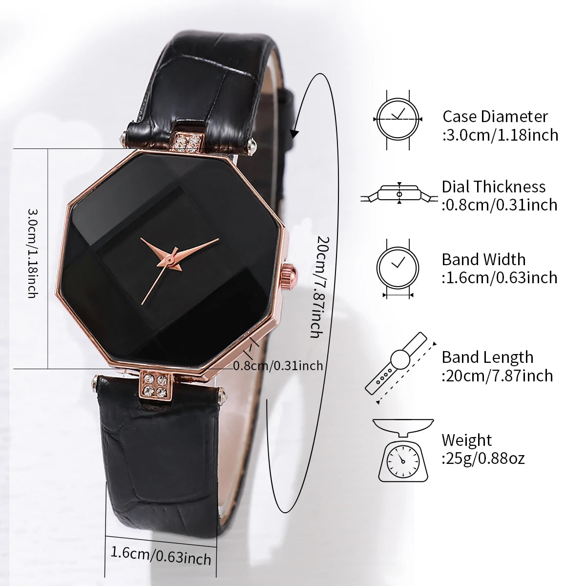 Women Quartz Watch Set – Casual Leather Band Wrist Watch