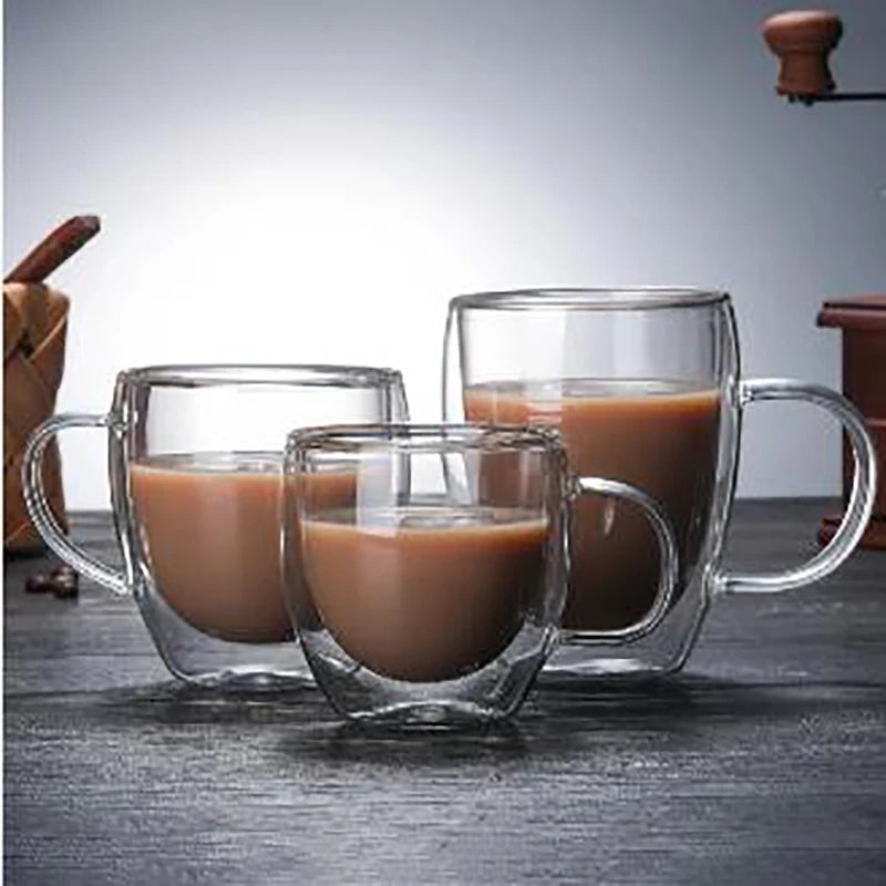 Heat-Resistant Transparent Double-Wall Glass Cup