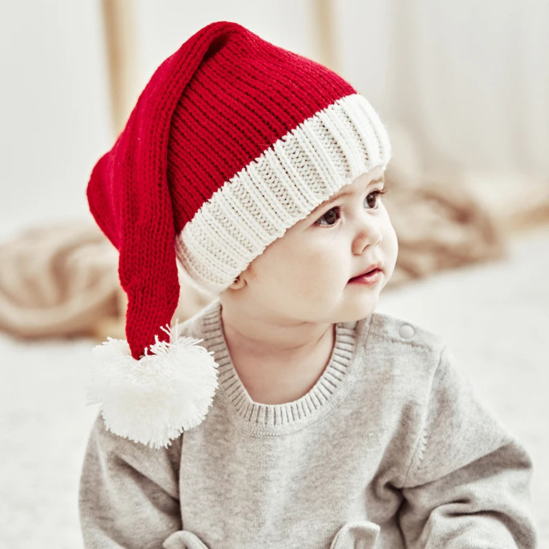 Bonnet de Père Noël tricoté pour enfants et adultes