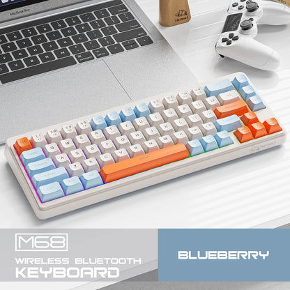 Kabellose mechanische Tastatur, Bluetooth, Dualmodus, Hot-Swap-fähig, Mini, 68 Tasten, roter Schalter, für PC, PS4, Xbox, iPhone, iPad