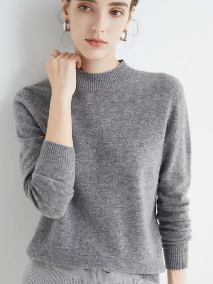 Women's Pure Woolen Slim Knitted Cashmere Sweater