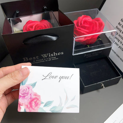 Geschenkbox zum Valentinstag, funkelnde Herz-Liebeskette mit luxuriösen Rosen-Geschenkboxen