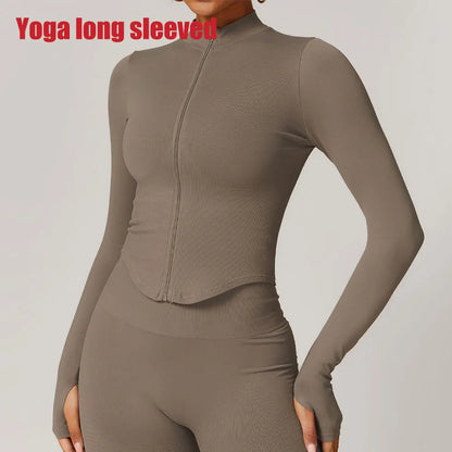 Schnelltrocknende, atmungsaktive, eng anliegende Sportjacke für Laufen, Yoga und Fitnessstudio