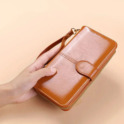 Women’s PU Leather Wristlet Wallet Large Capacity Phone Clutch Purse