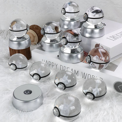 Pokemon 3D Kristallkugel Pikachu - Gengar Mew Mewtwo Figuren Lampensockel Pokeball - 3D Pokemon Glaskugel