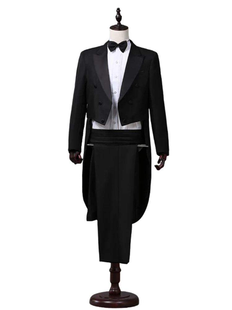 Custom Tailcoat Suits for Men - White/Black/Grey/Burgundy