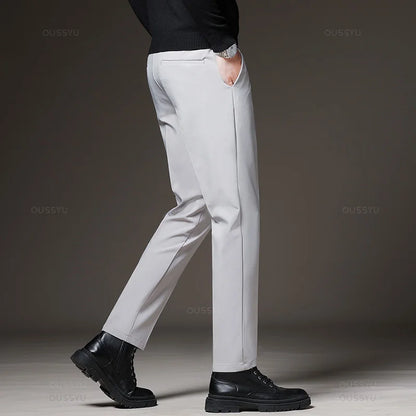 Men's Slim Business Suit Pants - Elastic Waist
