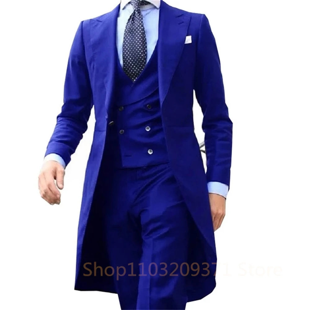 Royal Blue 3-Piece Tuxedo Suit for Men