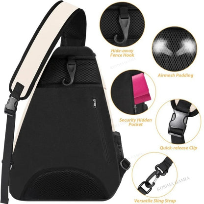 Unisex Water‑Resistant Tennis & Pickleball Sling Bag - Crossbody Racket Bag for Tennis