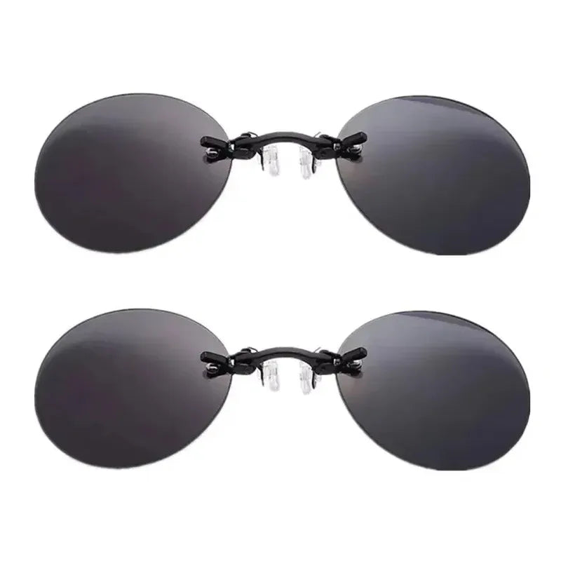 Men's Round Rimless Mini Clip On Nose Glasses