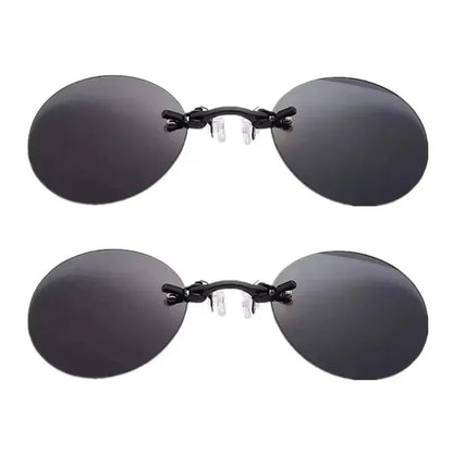 Men's Round Rimless Mini Clip On Nose Glasses