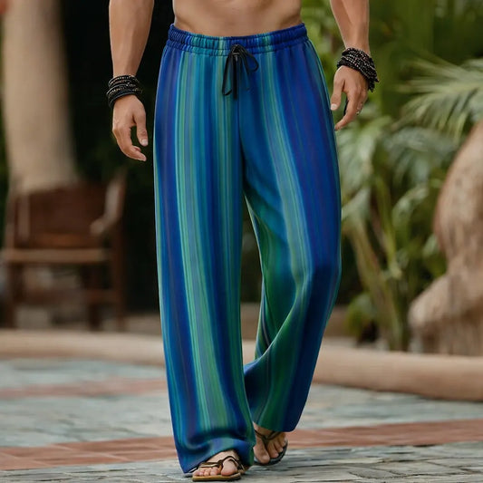 Men's Lightweight 3D Print Elastic Waist Loose Trousers