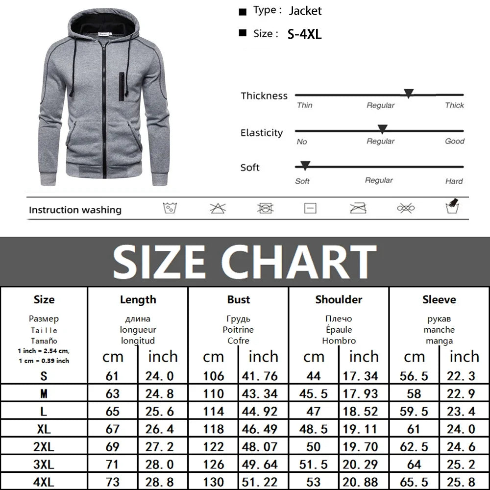 Men's Plus Size Zipper Hoodie Jacket