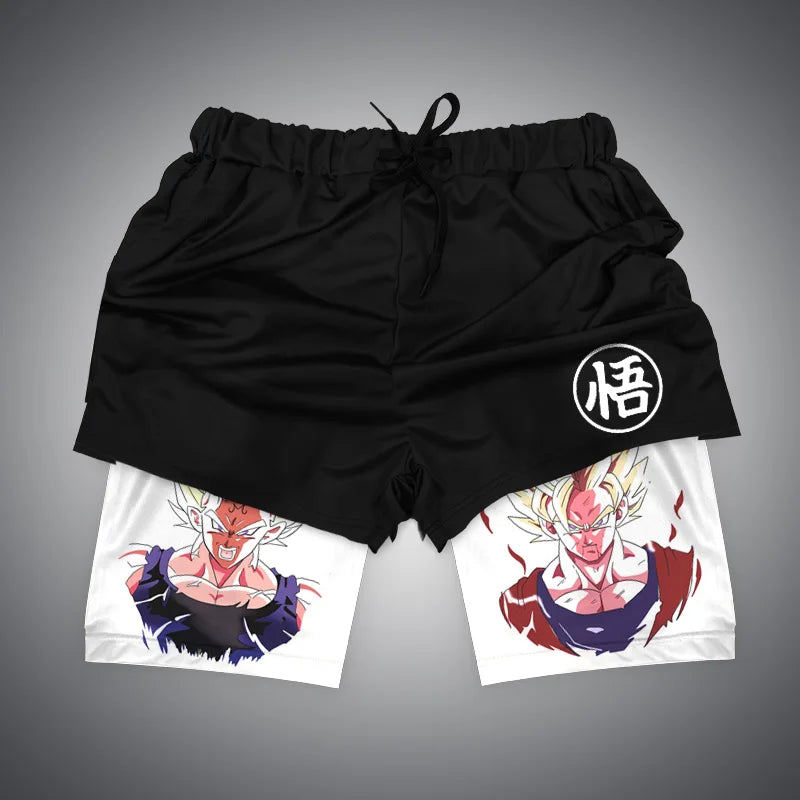 Gym-Shorts mit Dragon Ball &amp; One Piece-Anime-Print