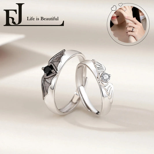 Bague Aile d'Ange Œil de Démon – Alliance unisexe ajustable en alliage