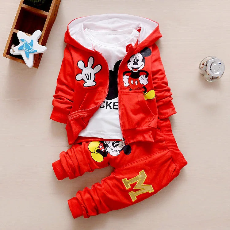 Spring and Autumn New  Boys Clothes Set - Cute Mickey Cotton Hooded Coat set