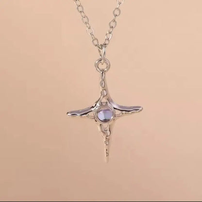 Silver Color Long Tassel Pendant Bow Necklaces