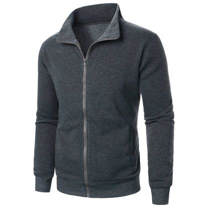 Men's Casual Zipper Stand Collar Hoodie