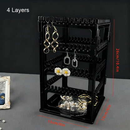 360° drehbarer Schmuckorganizer aus Acryl – Ohrringständer, Halsketten- und Armbandhalter