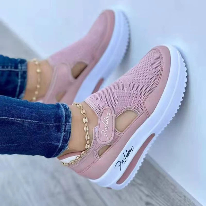 Women's Breathable Hollow Sneaker - Flat Mesh Sandals