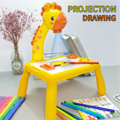 Table à dessin avec projecteur LED pour enfants, ensemble de peinture éducatif, tableau d'apprentissage, jouet