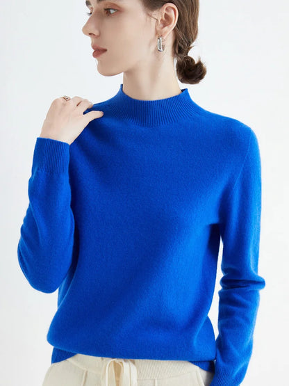 Women's Pure Woolen Slim Knitted Cashmere Sweater