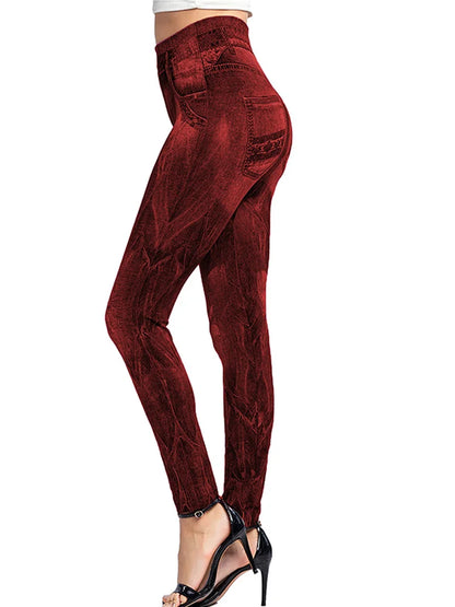 Women's Gym Leggins High Waist Elastic Butterfly Pritned Pencil Jeans