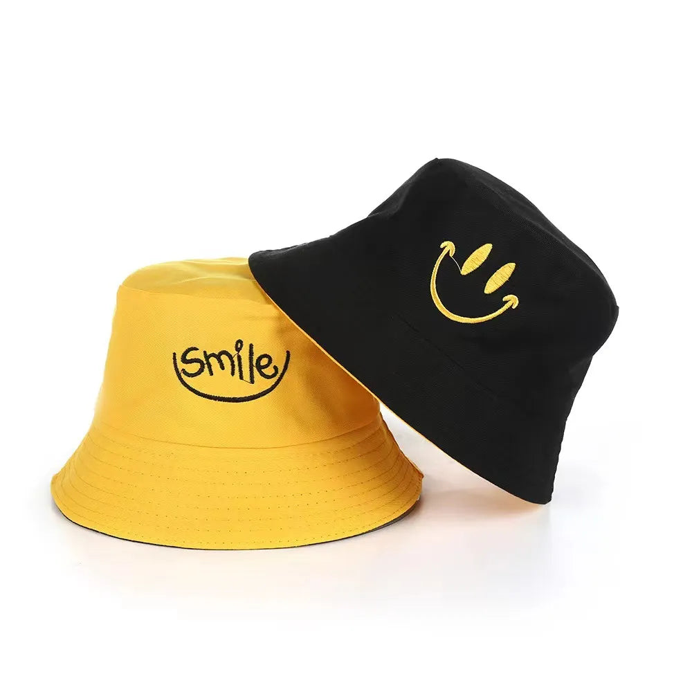 Smile Embroidery Bucket Hat for Unisex