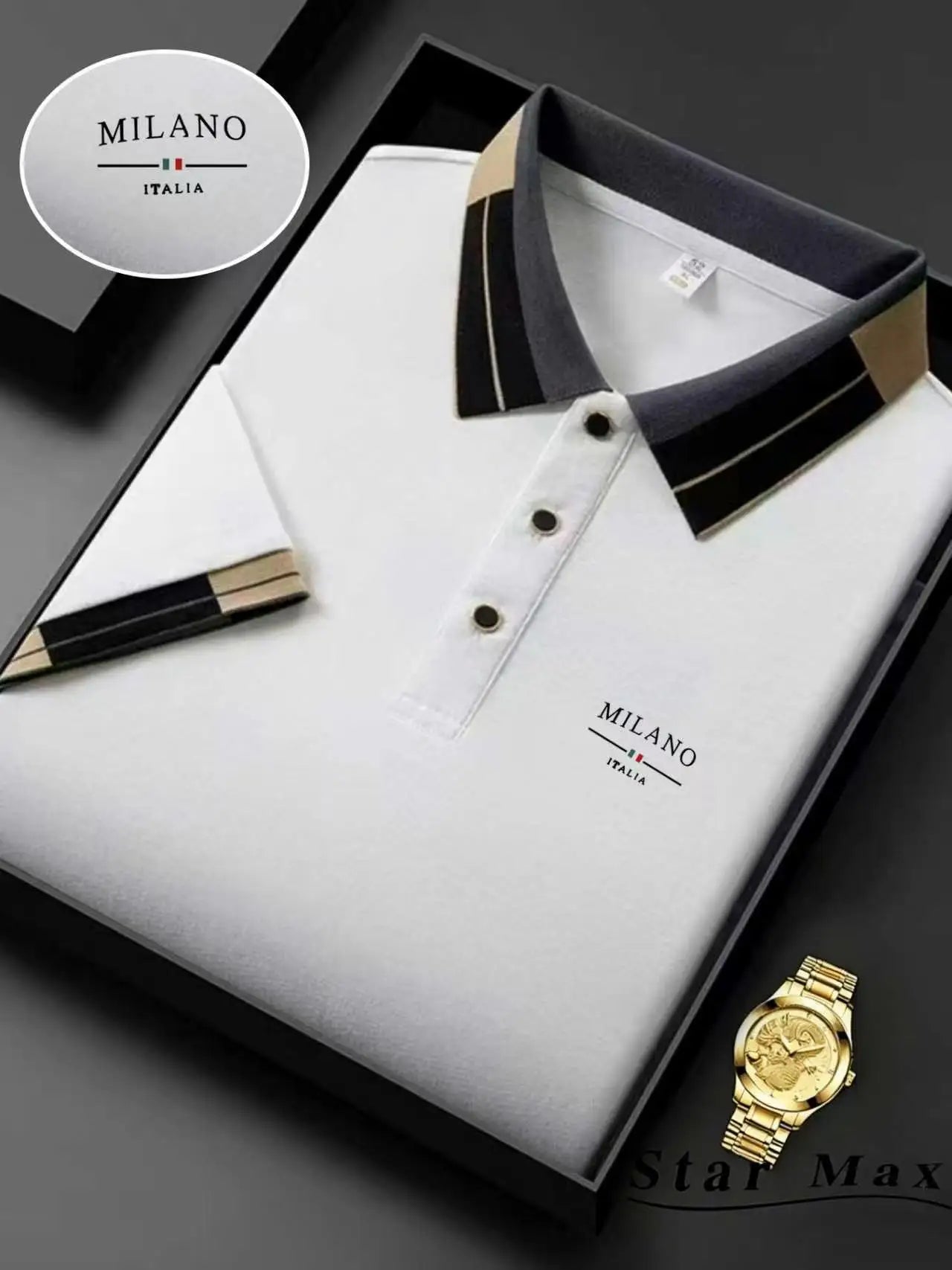 Men's Horse Embroidery Milan Style Summer Polo Shirt