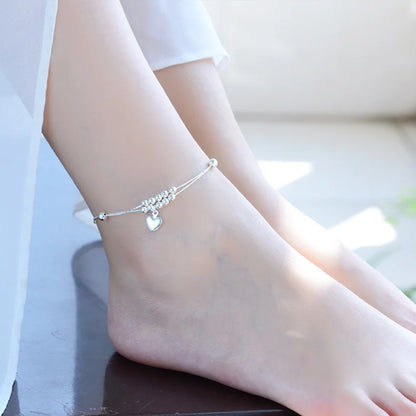 Double Layers Silver Color Anklets For Women