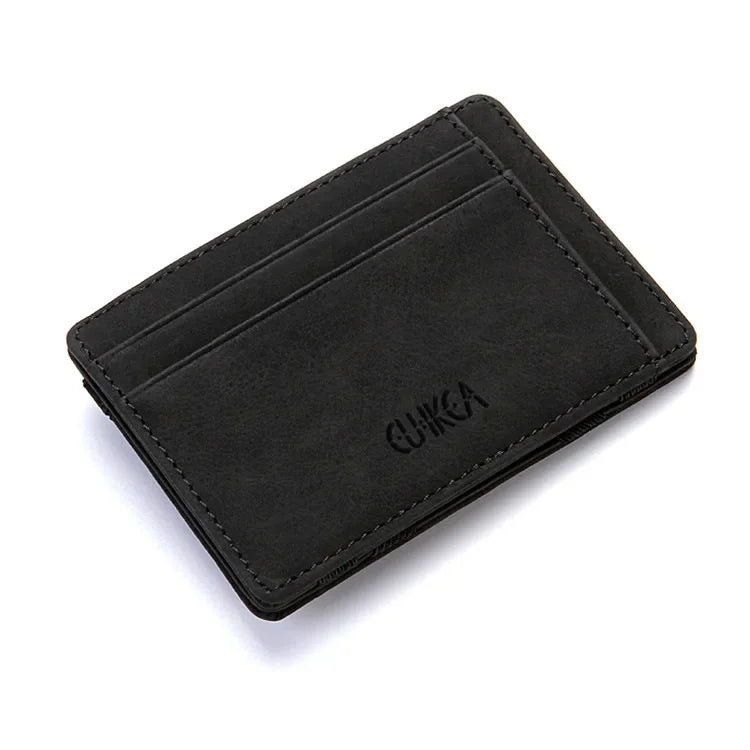 Unisex Ultra Thin PU Leather Magic Wallet – Slim Mini Card Holder Zipper Coin Pocket