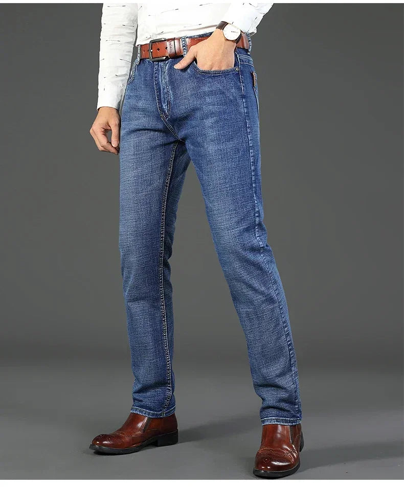 Men's Smart Straight Regular Blue Stretch Denim Jeans