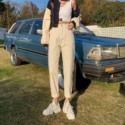 Women's Thickened Fleece Lined Nine Point Jeans