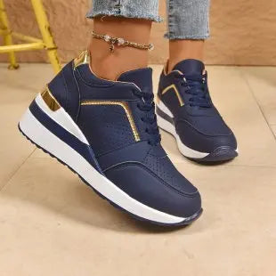 Women's Spring Autumn Lace-Up Lightweight Wedge Casual Shoes