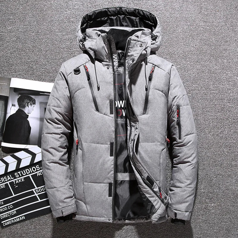 Veste/manteau rembourré à capuche et fermeture éclair pour homme