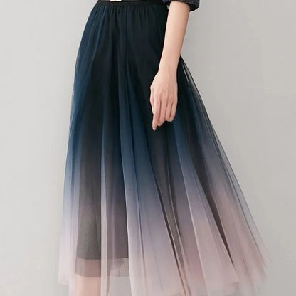 Women High Waist Elastic Tulle Skirts