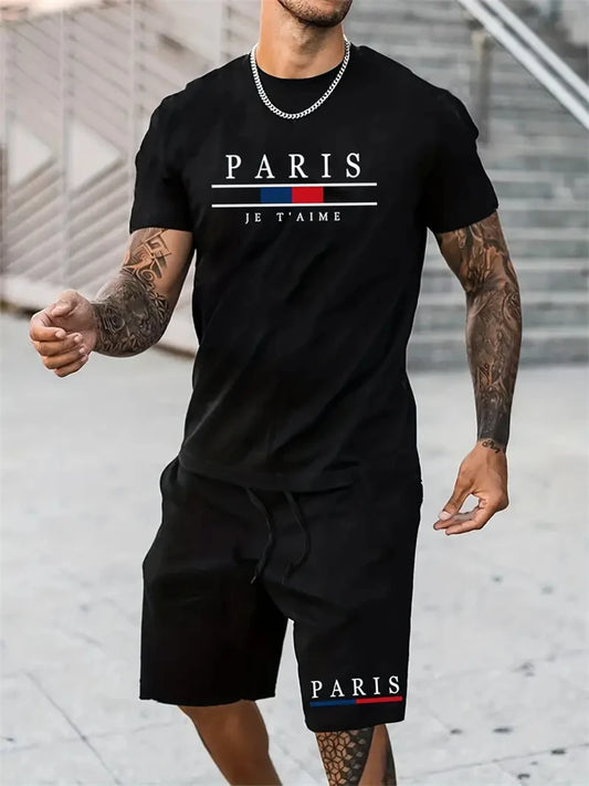 Men's Letter Printed 2-Piece Summer Gym Suit