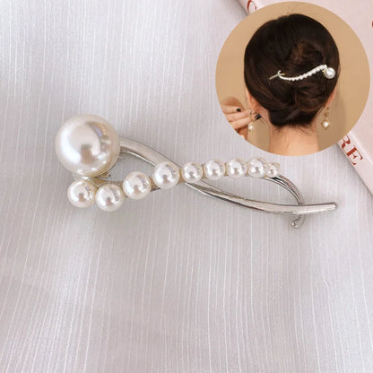 Pinces à cheveux géométriques en métal avec perles coréennes