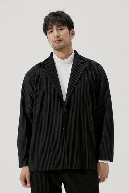 Miyake Pleated Slim Fit Blazer - Black