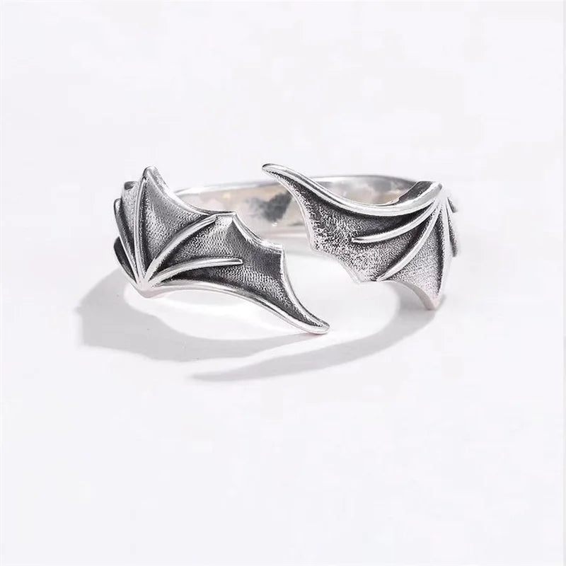Unisex Angel & Demon Wings Gothic Ring—Punk Open Adjustable Handmade Ring