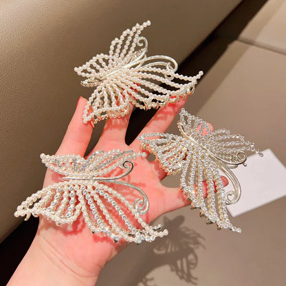 Rhinestone Butterfly Hair Claw Clips for Women – Pearl & Crystal Bling Hair Accessories