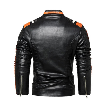 Stylish Slim Fit PU Leather Motorcycle Jacket